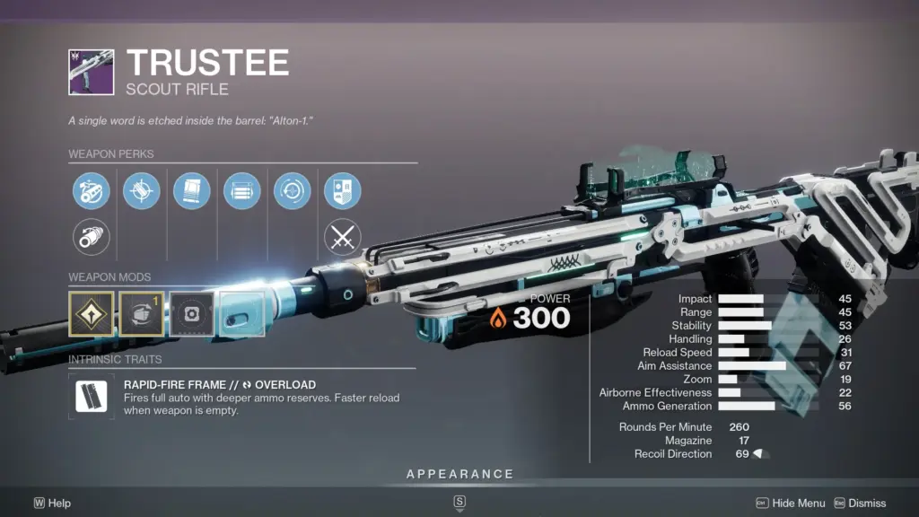 Trustee legendary scout rifle