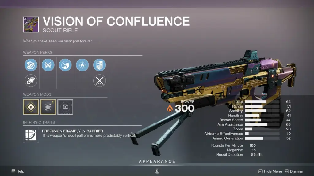Vision of Confluence Legendary scout rifle
