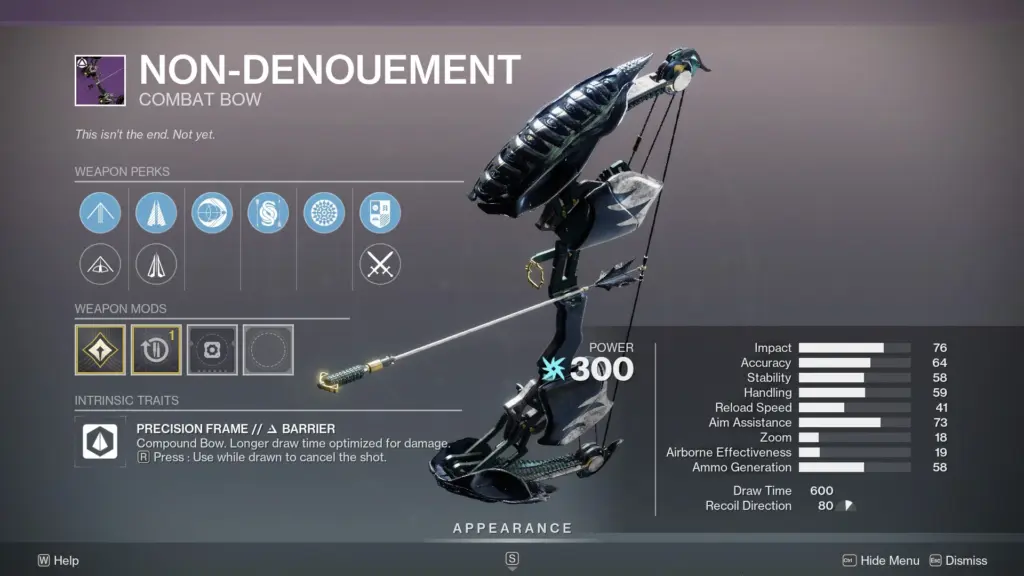 Non-Denouement legendary bow