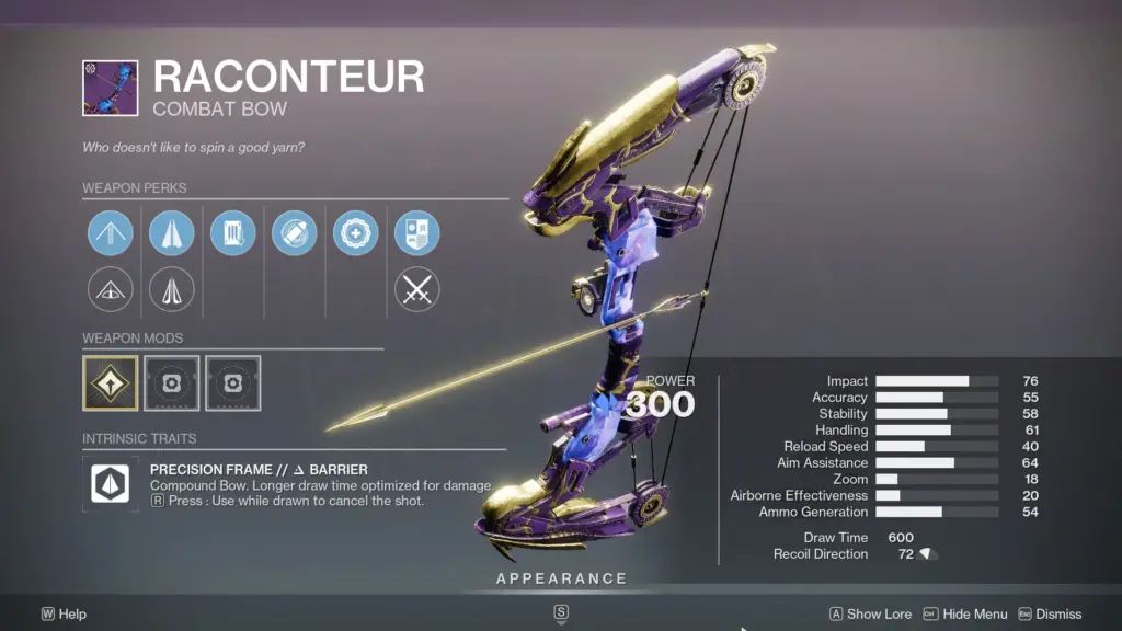 Raconteur legendary bow