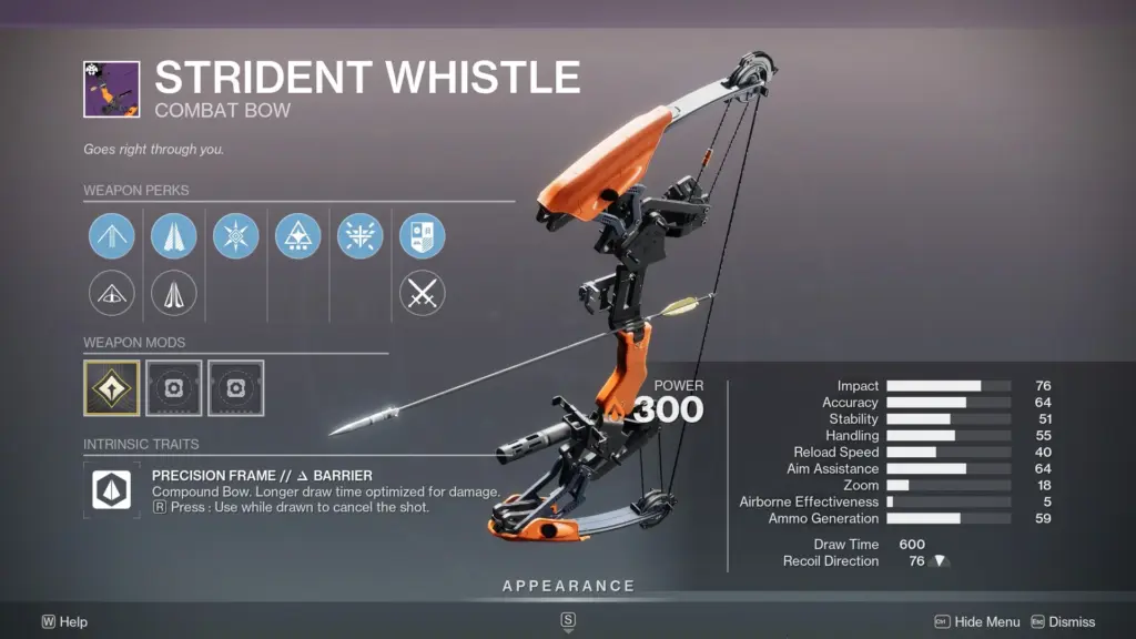 Strident Whistle legendary bow