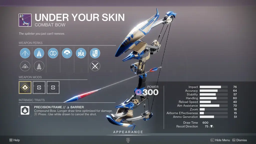 Under Your Skin legendary bow