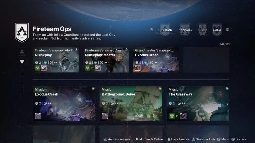 Fireteam Ops UI Destiny 2