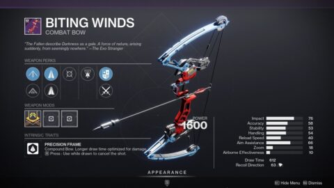 Destiny 2: Biting Winds God Rolls and Best Perks