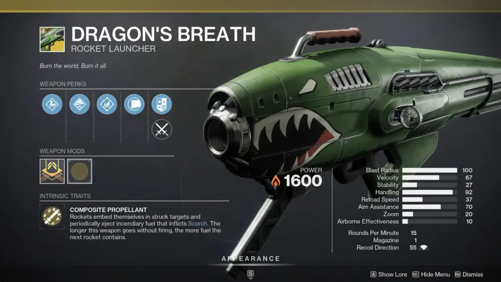 Dragon's Breath - Exotic Solar Rocket Launcher