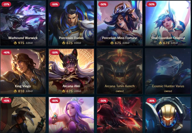 skin sale aug 18 league