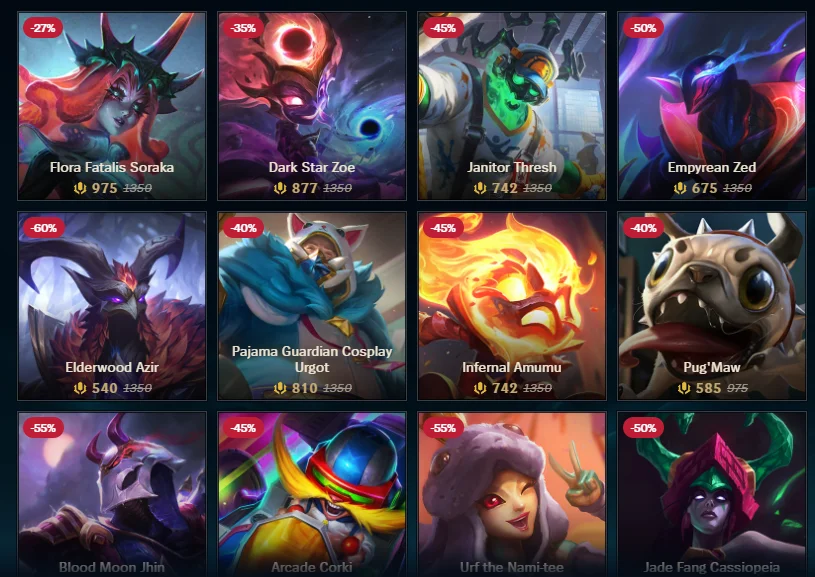 skin sale league 14 apr