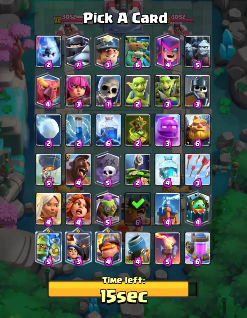 Selection screen for the draft in Mega Draft